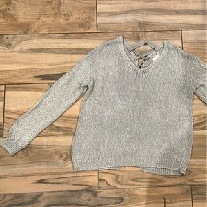 Large grey knit sweater